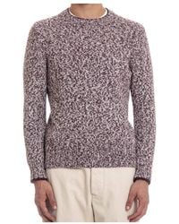 Barba Napoli - Truien & Vesten ,Veelkleurig ,Wol Mouliné Stof Ronde Hals Sweater - Lyst