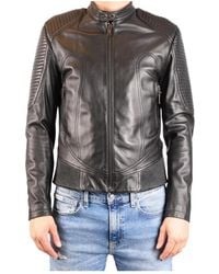 Les Hommes - Jassen ,Zwart ,Leer Urban Jacket - Lyst