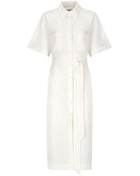 Maison Kitsuné - Vestido blanco de algodón con cuello - Lyst