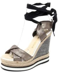 Espadrilles - Schoenen ,Zwart ,Bull Drill Sleehak Sandaal Goud - Lyst