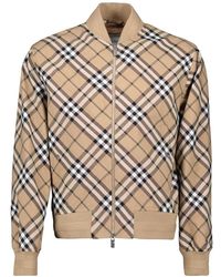 Burberry - Jassen ,Wol Geruite Bomberjack Voor Mannen - Lyst