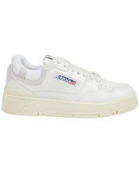 Autry - Schoenen ,Wit ,Suède Witte Leren Sneakers Met Suède Details - Lyst