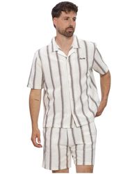 Pure Path - Overhemden ,Veelkleurig ,Gestreept Shirt Met Korte Mouwen - Lyst
