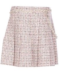 Self-Portrait - Kristal Riem Roze Bouclé Mini Rok - Lyst