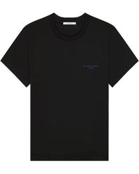 Givenchy - Tops ,Zwart ,Katoen Slim T-Shirt Met Paris-Borduursel - Lyst