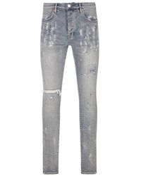 Purple Brand - Blaue skinny jeans mit distressed-details - Lyst