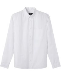 A.P.C. - Overhemden ,Wit ,Katoen Witte Casual Katoenen Overhemd Met Knopen - Lyst