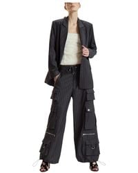 Cynthia Rowley - Jassen ,Grijs ,Leer Pinstripe Oversized Jacket - Lyst