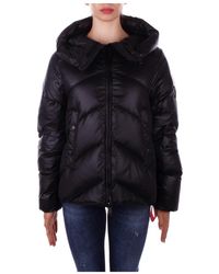 AFTER LABEL - Zwarte Jas Met Capuchon En Ritssluiting - Lyst
