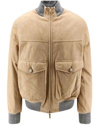 Brunello Cucinelli - Suede Bomberjack Met Thermore Vulling - Lyst