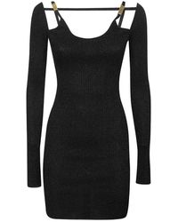 Gcds - Kleedjes ,Zwart ,Nylon Mini Jurk Met Uitgesneden Details - Lyst