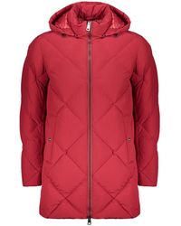 Herno - Jassen ,Rood ,Leer Gewatteerde Jas Met Capuchon - Lyst