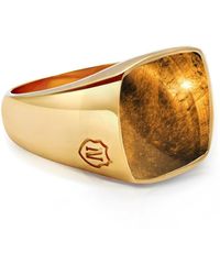 Nialaya - Gold signet ring mit braunem tigerauge - Lyst