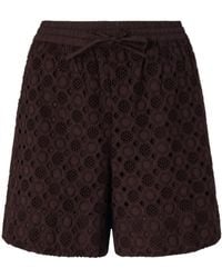 Pinko - Korte Broeken ,Bruin ,Katoen Liz Shorts Popeline Ricamo - Lyst