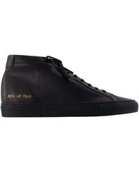 Common Projects - Schoenen ,Zwart ,Leer Achilles Mid Premium Sneakers - Lyst
