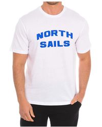 North Sails - Tops ,Wit ,Katoen T-Shirt Met Korte Mouwen En Geribbelde Afwerking - Lyst