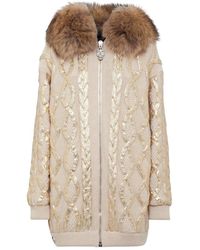 Philipp Plein - Wool & Foil Lurex Zip Cardigan - Lyst