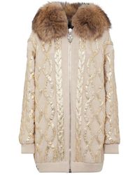 Philipp Plein - Wool & Foil Lurex Zip Cardigan - Lyst