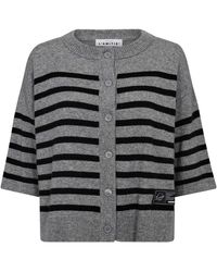 Haute L'Amitié - Gestreepte Kasjmier Wol Vest Licht Grijs/Zwart - Lyst