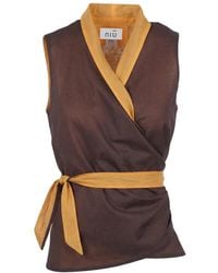 Niu - Overhemden ,Bruin ,Katoen Double-Face Pepper Top - Lyst