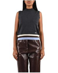 MSGM - Wollen Mouwloze Top Met Gelaagd Detail - Lyst