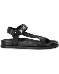 Strategia - Schwarze flache sandale mit druckknopfverschluss - Lyst