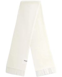 Dondup - Weißer schal mit fransen und logo-label - Lyst