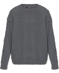 Balmain - Truien & Vesten ,Grijs ,Wol Trui Met Ronde Hals - Lyst