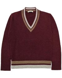 L.B.M. 1911 - Truien & Vesten ,Bruin ,Wol Bordeaux V-Hals Mohair Sweater - Lyst