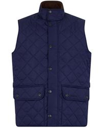 Barbour - Jassen ,Blauw ,Leer New Lowerdale Quilted Gilet - Lyst