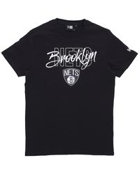 KTZ - Tops ,Zwart ,Katoen Brooklyn Nets Script Tee Zwart/Wit - Lyst