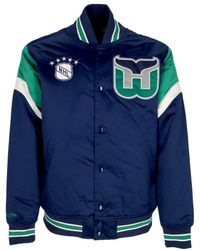 Mitchell & Ness - Jassen ,Blauw ,Polyester Nhl Heavyweight Bomberjack Whalers - Lyst
