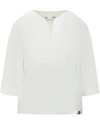 Max Mara - Overhemden ,Wit ,V-Hals Top Met Korte Mouwen - Lyst