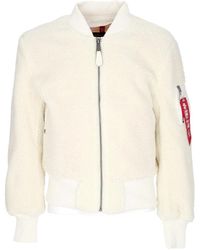 Alpha Industries - Jassen ,Wit ,Polyester Off Teddy Sherpa Jas - Lyst