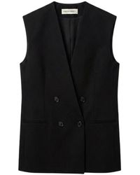 Alberta Ferretti - Jassen ,Zwart ,Organza Oversized Double-Breasted Vest - Lyst