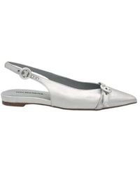 Halmanera - Schoenen ,Grijs ,Leer Zilver Iridescent Leren Slingback Schoenen - Lyst