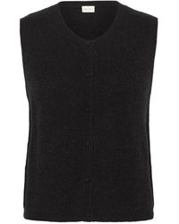 Part Two - Zwarte Gebreide Vest Met V-Hals - Lyst