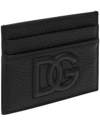 Dolce & Gabbana - Soporte de tarjeta de cuero con placa del logotipo - Lyst