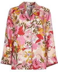 Max Mara - Floral Print Roze Zijden Blouse - Lyst