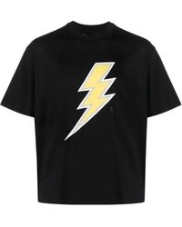 Neil Barrett - T-shirt in cotone con stampa thunderbolt multicolour - Lyst