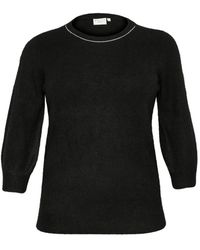 Kaffe - Truien & Vesten ,Zwart ,Leer Zwart Deep Cc Pullover Trui - Lyst