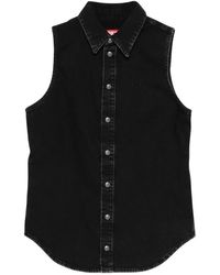 DIESEL - Overhemden ,Zwart ,Katoen De-Eazy-Sl Camicia - Lyst