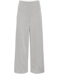 Ichi - Broeken ,Grijs ,Jacquard Sharkskin Herringbone Broek - Lyst