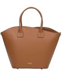 ESTRO - Braun premium italienische leder shopper tasche - Lyst