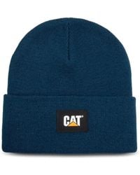 Caterpillar - Accessoires ,Blauw ,Label Cuff Beanie - Lyst