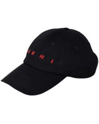 Marni - Accessoires ,Zwart ,Katoen Baseball Cap Met Geborduurd Logo - Lyst