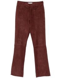Ba&sh - Broeken ,Rood ,Leer Mossi Suede Broeken - Lyst