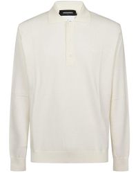 DSquared² - Tops ,Wit ,Katoen Polo Shirt Met Lange Mouwen - Lyst
