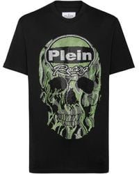 Philipp Plein - Tops ,Zwart ,Katoen Jersey T-Shirt Ronde Hals Ss Strass Skull - Lyst