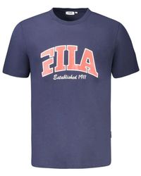 Fila - Tops ,Blauw ,Grafisch T-Shirt 1911 Fusion Stijl - Lyst